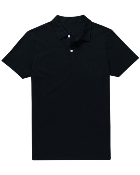 Front of the custom oxford polo shirt for men by Luxire in dark blue