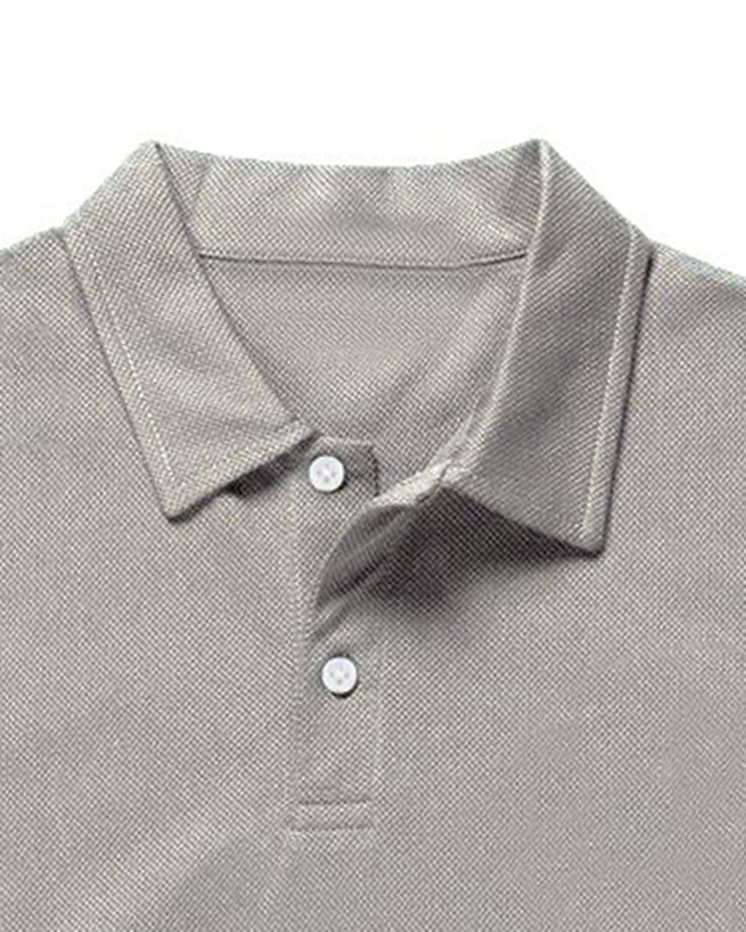 Collar of the custom oxford polo shirt for men by Luxire in grey