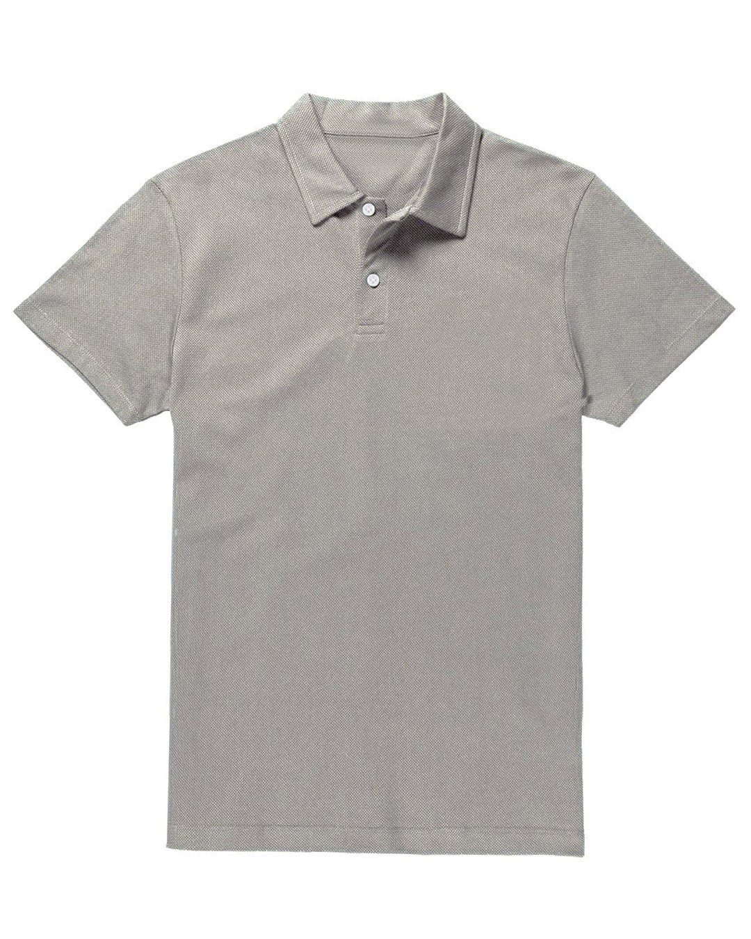 Front of the custom oxford polo shirt for men by Luxire in grey