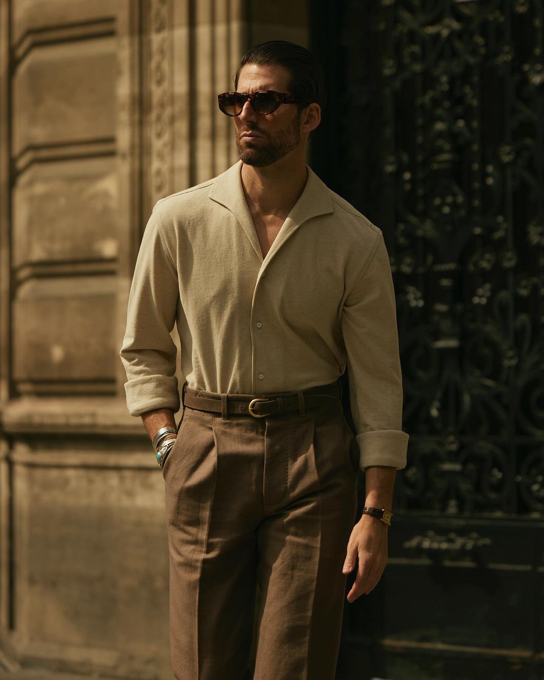 Heather Cream Linen Cotton Polo - 6