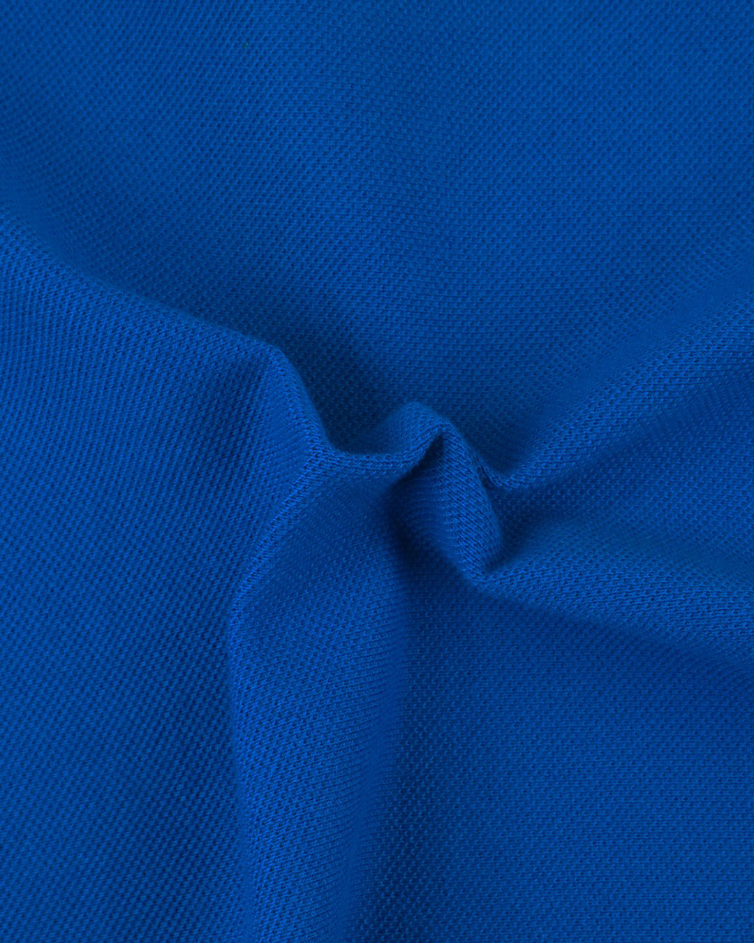 Close up of the custom oxford polo shirt for men by Luxire in royal blue