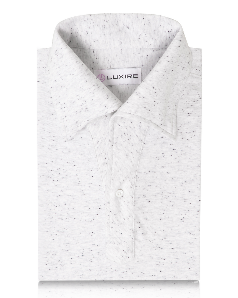 Speckled White Grey Polo Shirt