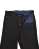 Front open view of custom jeans for men by Luxire in jet black