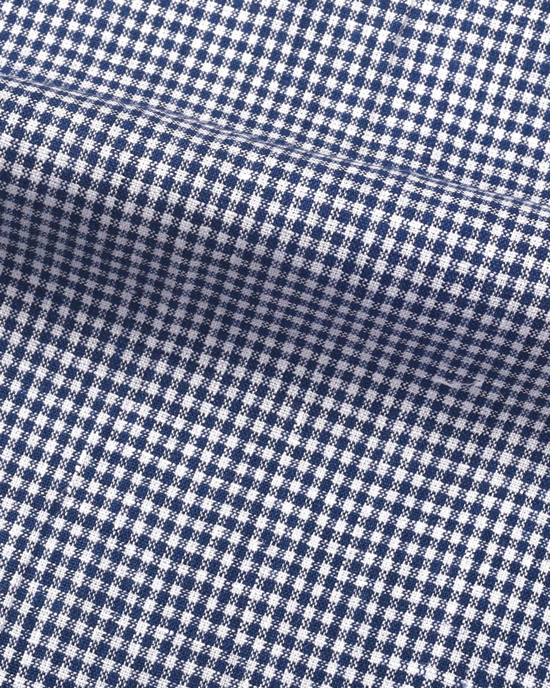 Close up of the custom linen shirt for men in blue and white gingham by Luxire Clothing