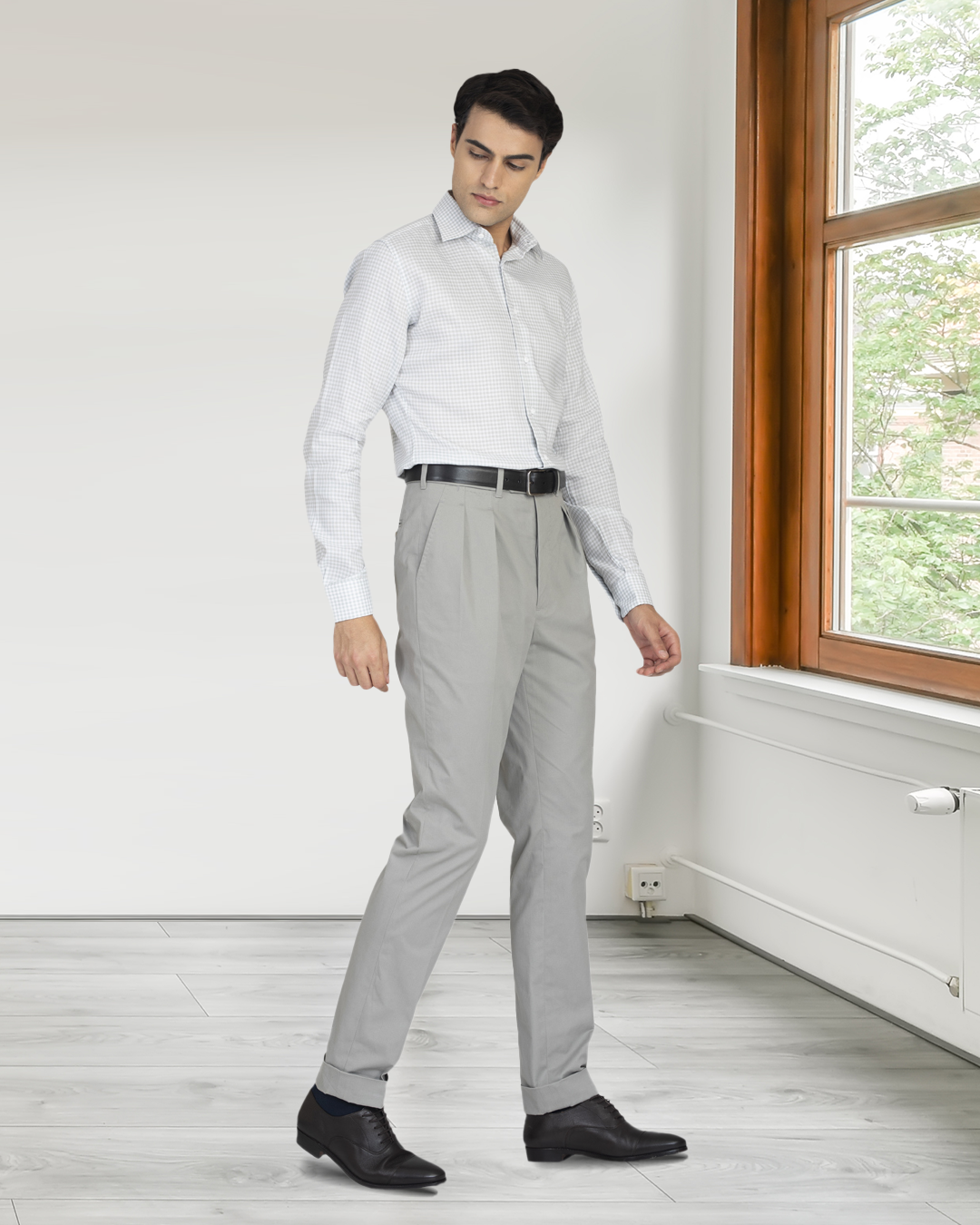Greenish- Grey Linen Gingham Shirt - 3