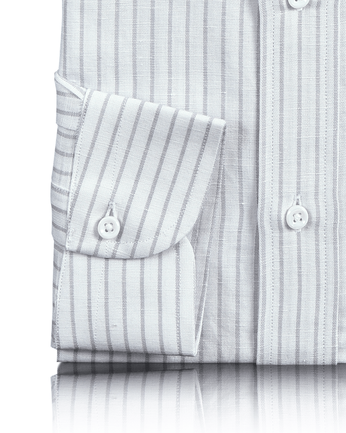 Cotton Linen: Grey Candy Stripes On White Shirt - 3