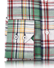 Cuff of the custom linen shirt for men in multi-coloured checks by Luxire Clothing