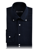 Front of the custom linen shirt for men in navy blue by Luxire Clothing