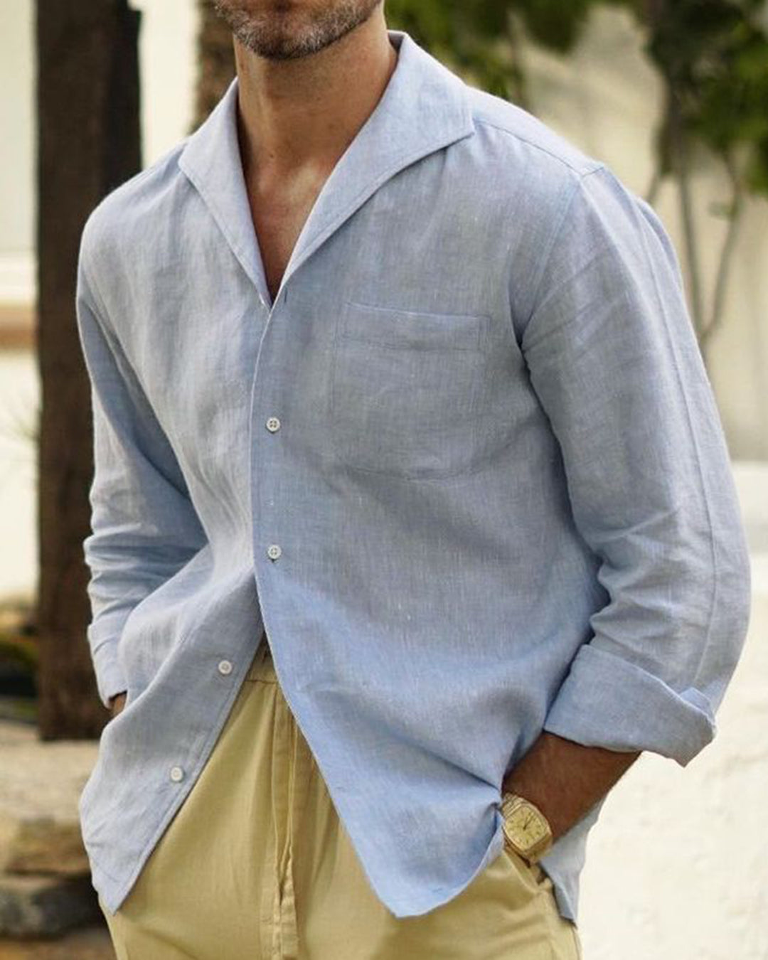 Summer Shirt in Powder Blue Linen - 1