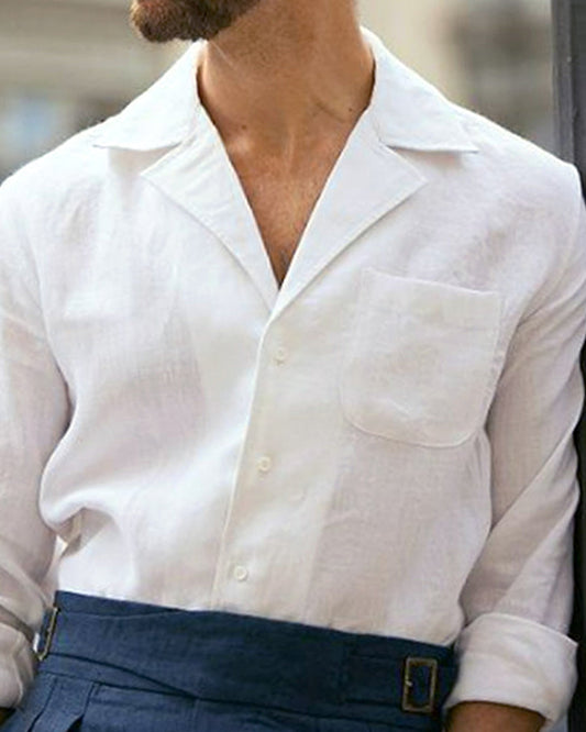 Summer Camp Collar Shirt in Crisp White Linen