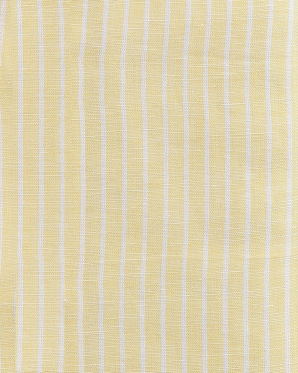 Cotton Linen: White Pencil Stripes On Pastel Yellow - 4