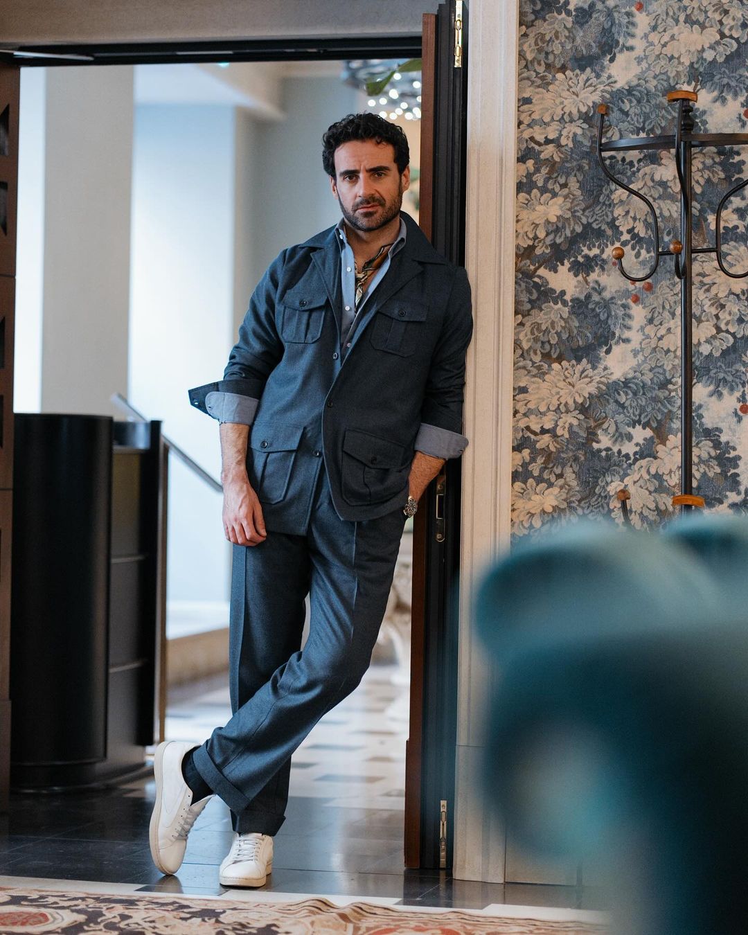 Shirt Jacket in Dugdale Navy Blue Wool Flannel - 1