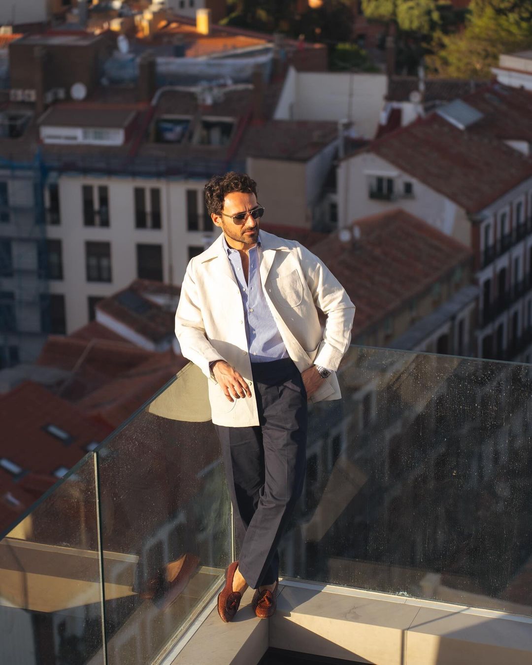Linen Vintage Cream Birdseye Shirt Jacket - 6
