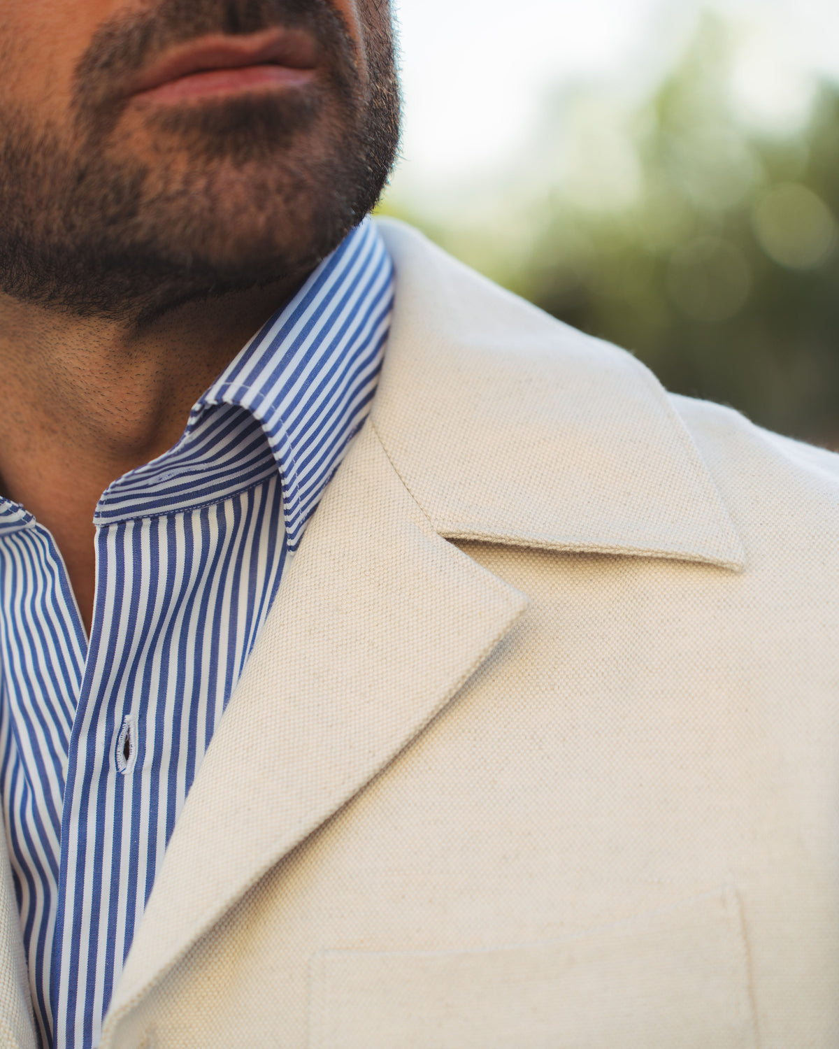 Linen Vintage Cream Birdseye Shirt Jacket - 35