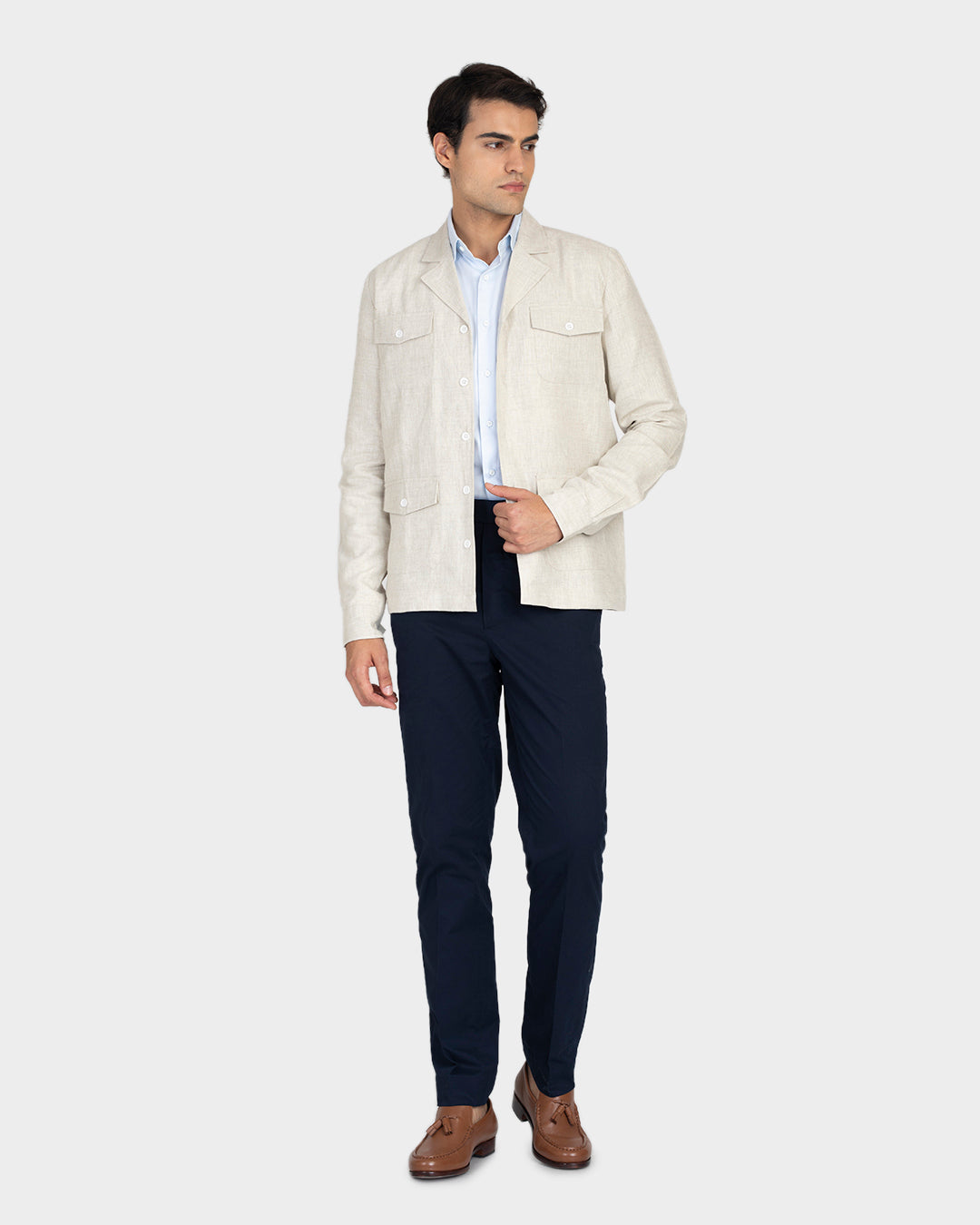 100% Linen Suiting Muslin Shirt Jacket - 2
