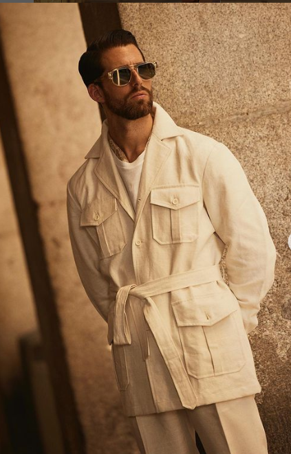 Safari Jacket in Linen Cotton Canvas Off White - 2