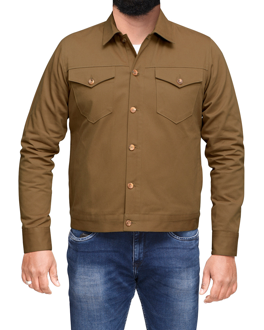 Khaki Twill Shirt Jacket - 1