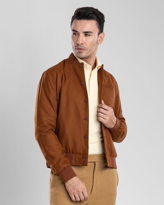 VBC:100% Wool Brown Flannel Shirt Jacket