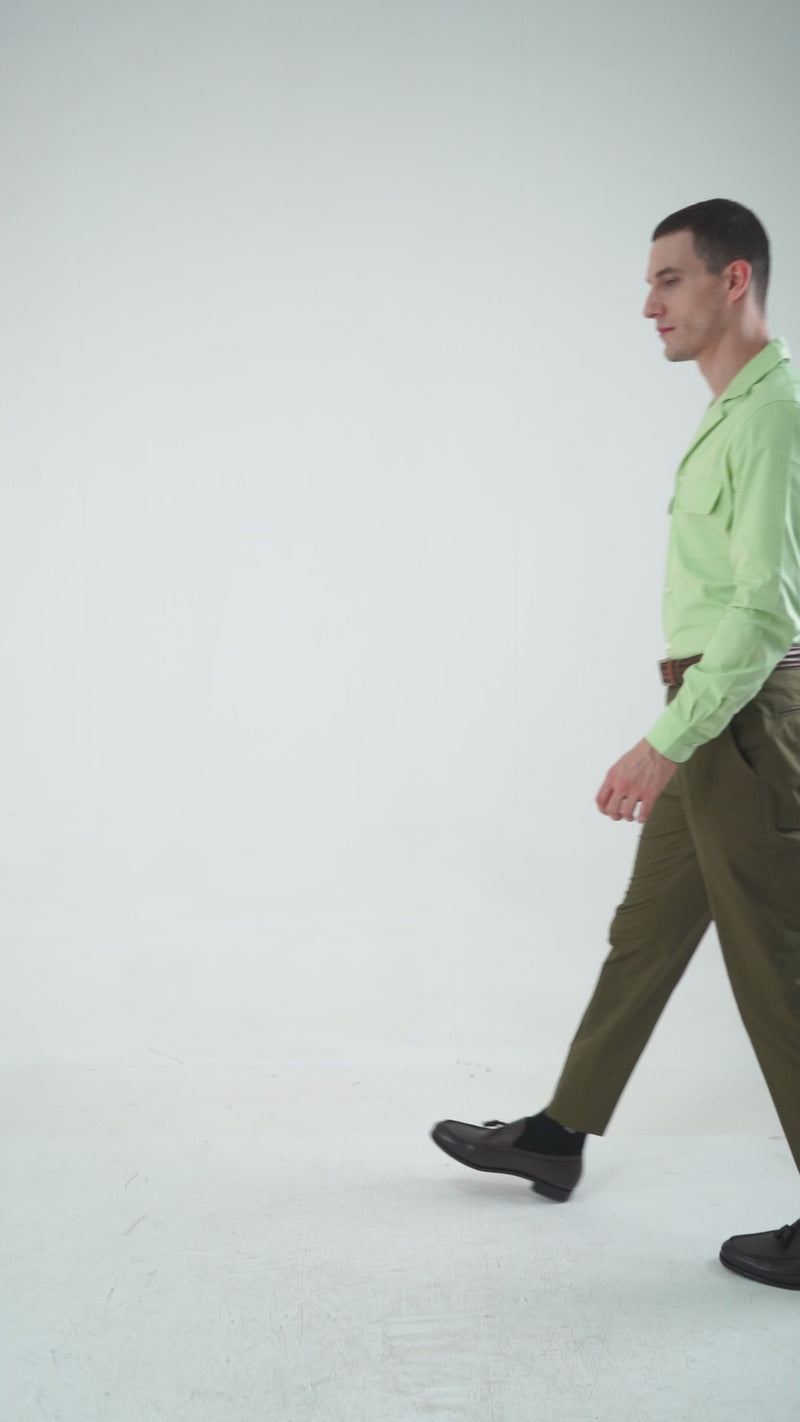 Camp Collar Shirt in Pista Green Plain