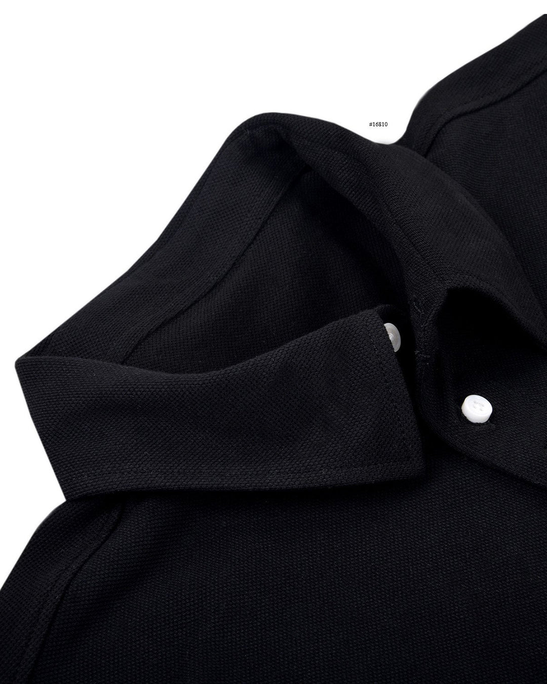 Cotton: Black Polo T-shirt - 4