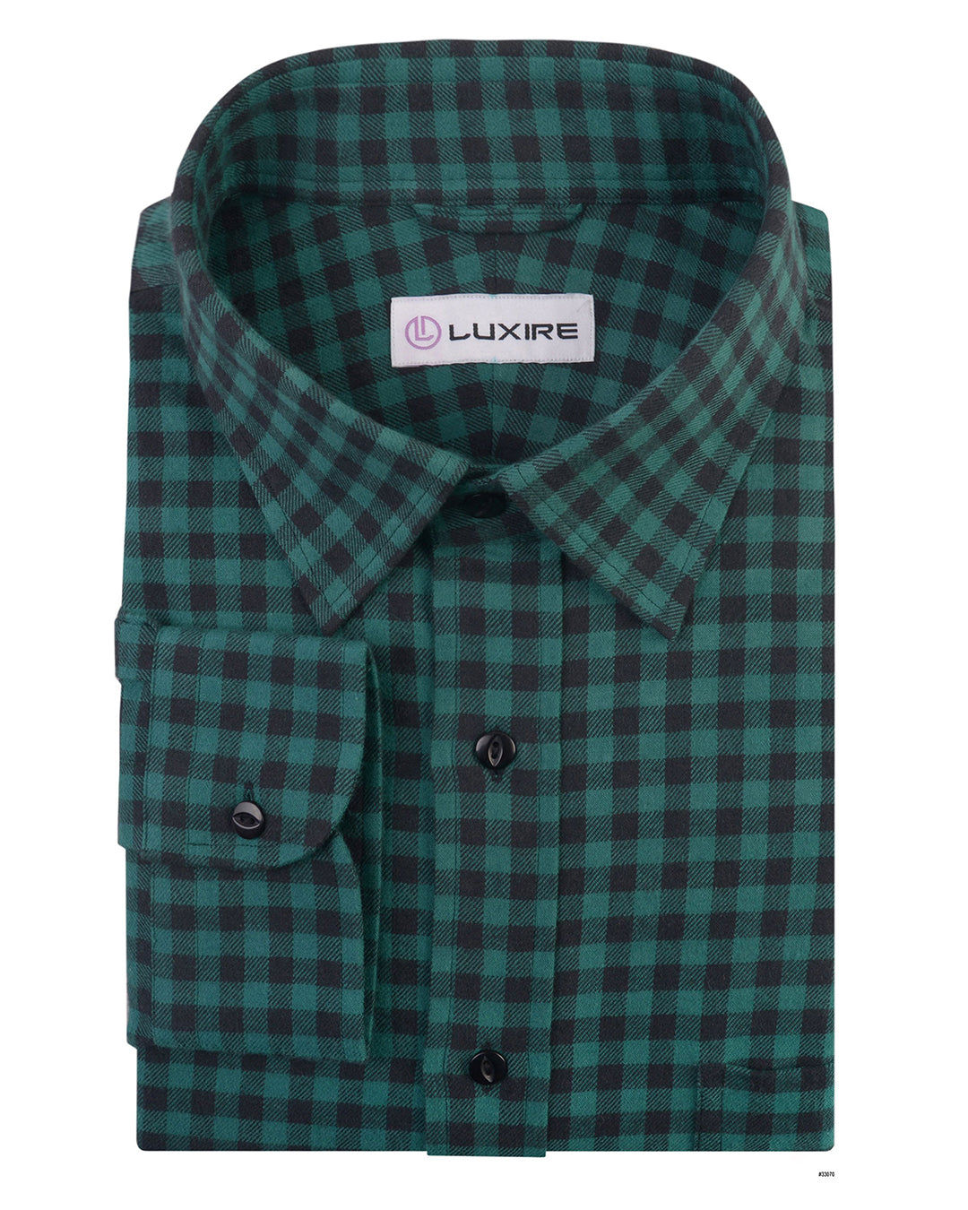 Green Black Gingham Twill Flannel Work Shirt - 1