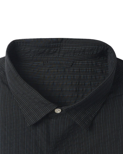 Navy on Black Stripes Seersucker