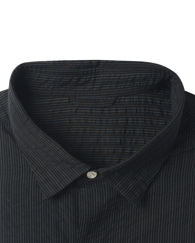 Navy on Black Stripes Seersucker