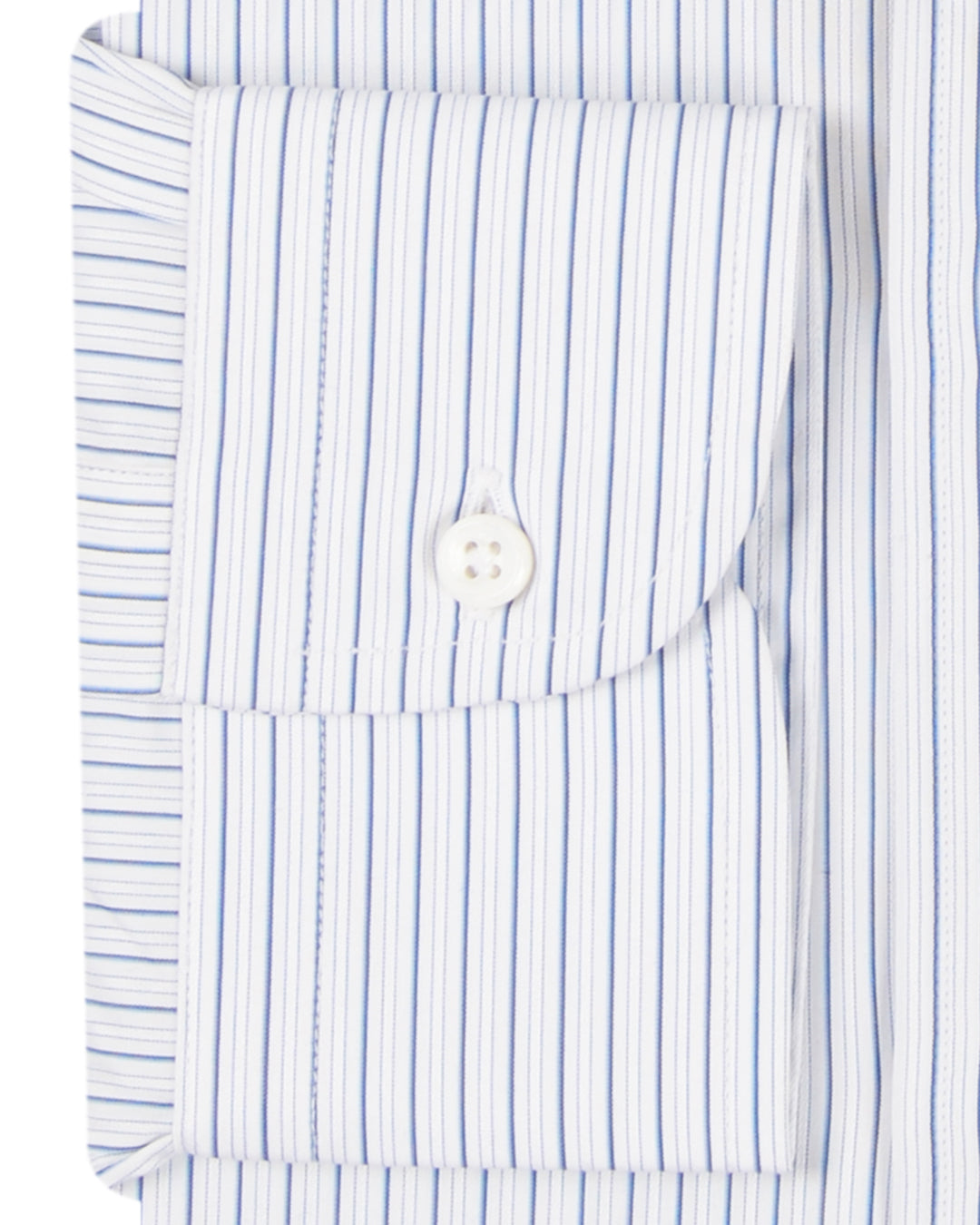 A Touch of Silk: Blue Shadow Stripes on White: Natural Wrinkle Free