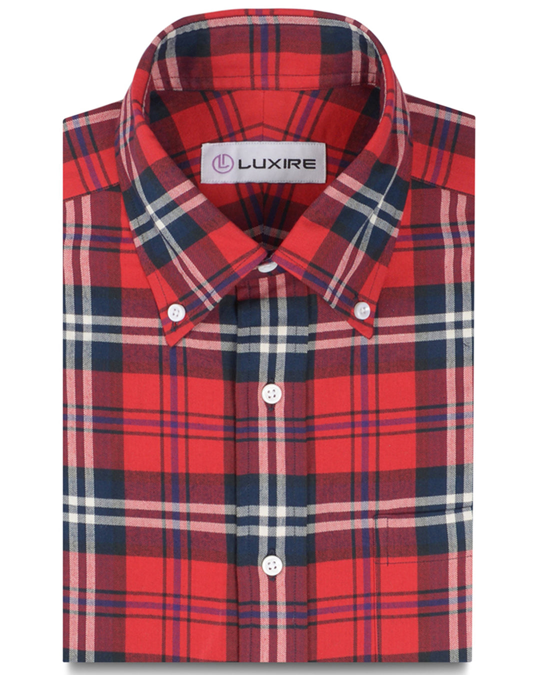 Red Navy Plaid Herringbone - 1