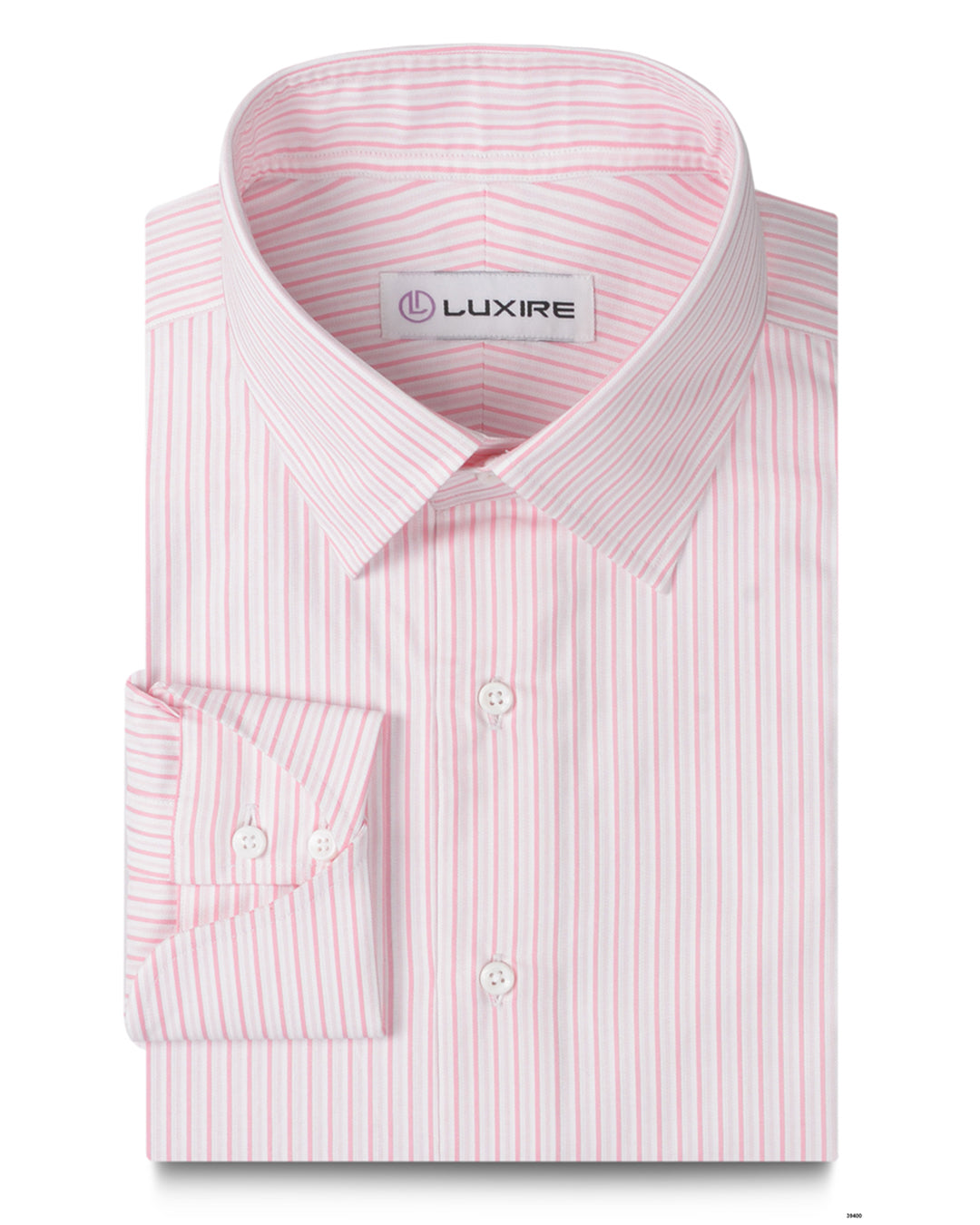 Pale Pink Dobby Stripes On White - 1