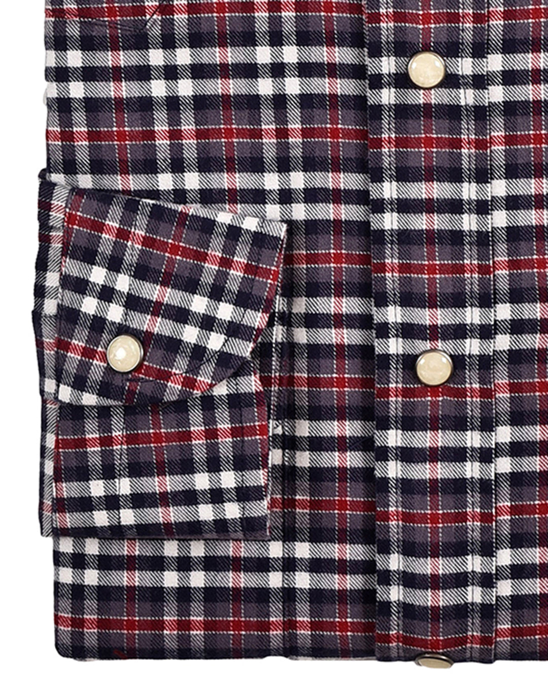 Red Navy Checks Flannel Shirt - 3