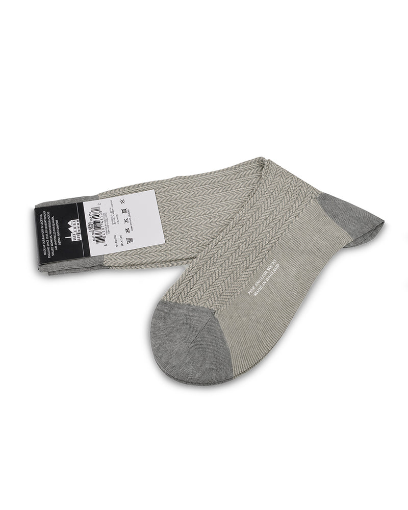 Pantherella FABIAN Cotton Herringbone - Mid Grey Mix