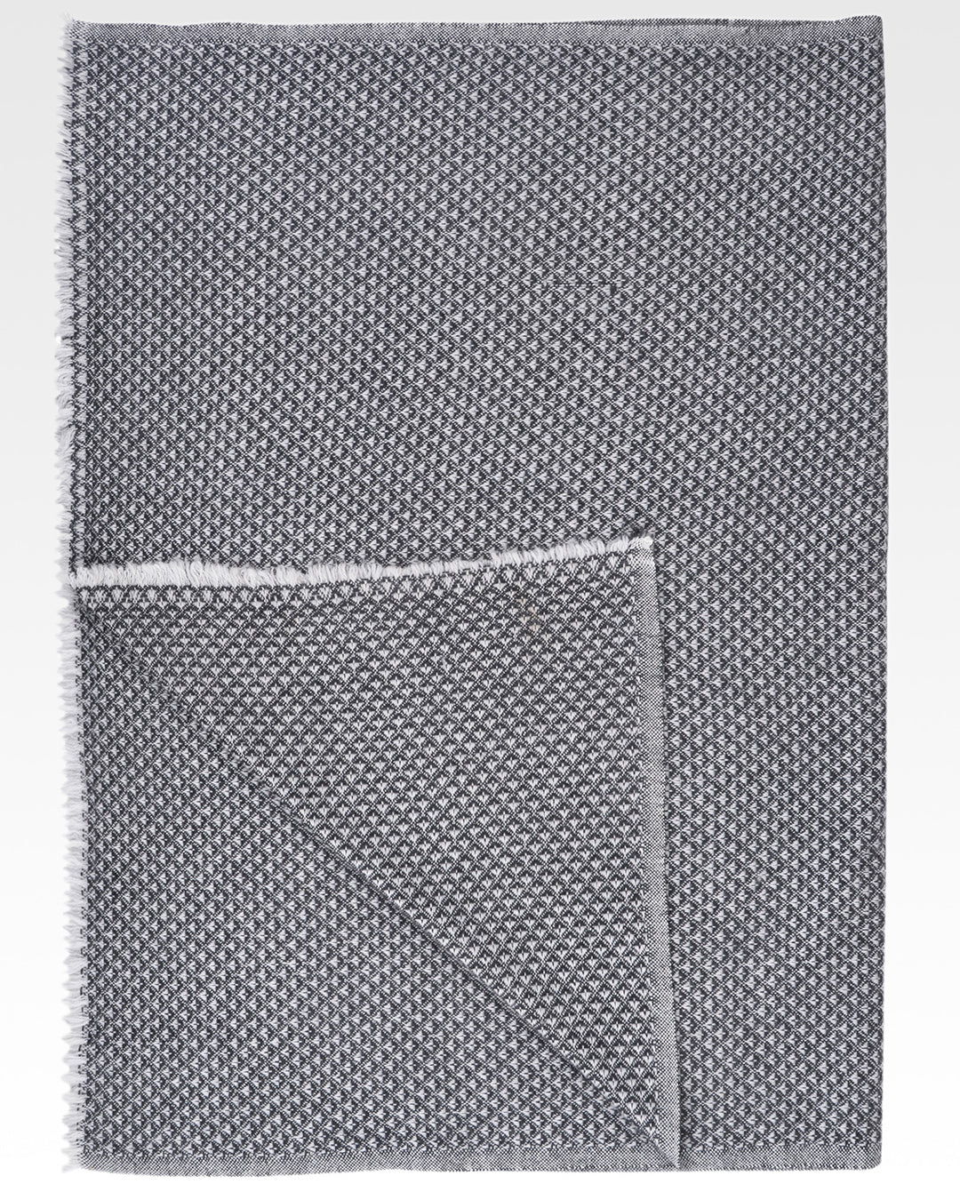 Soft Cashmere Wool Scarf - Dove brown zig-zag pattern - 2