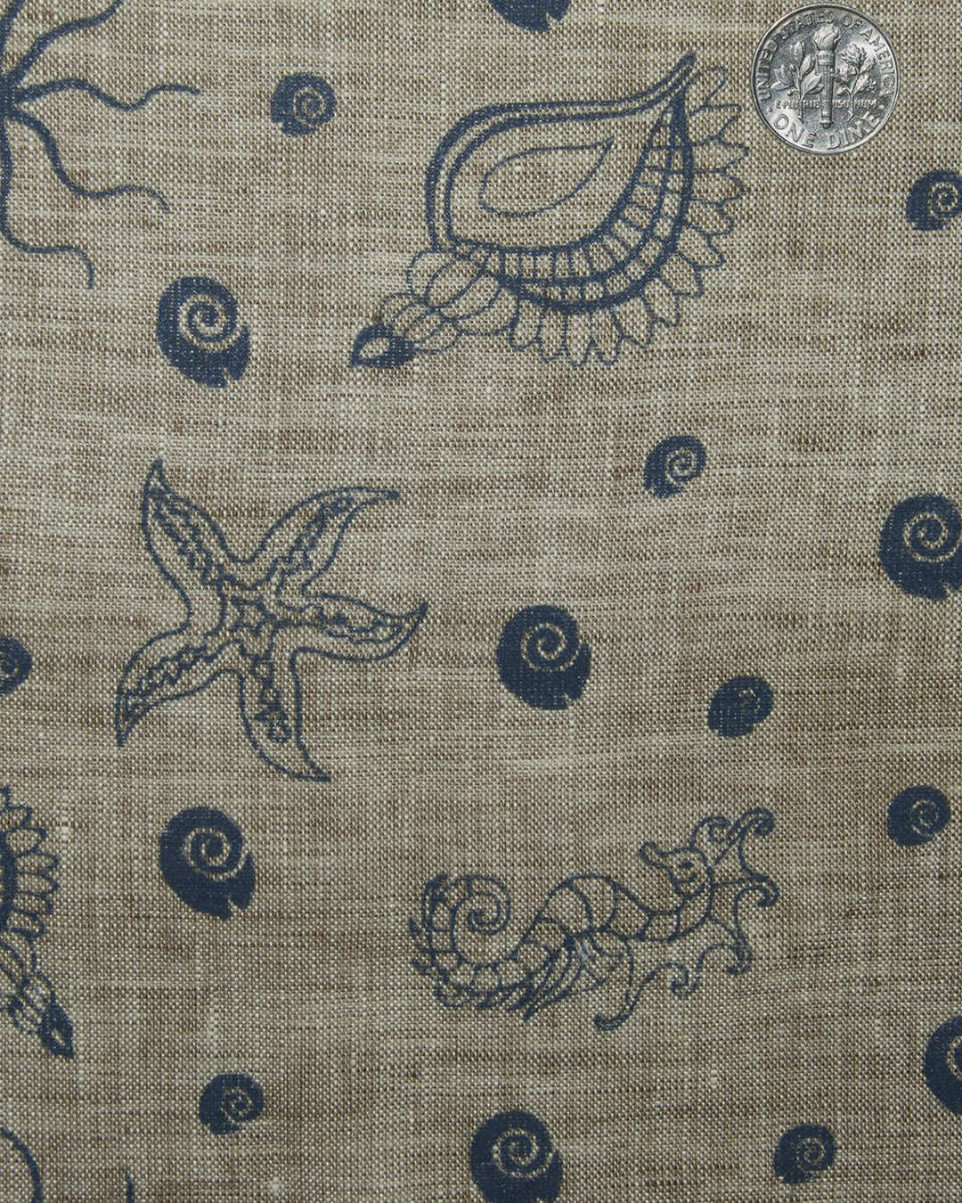 Linen: Navy Printed Marine On Brown