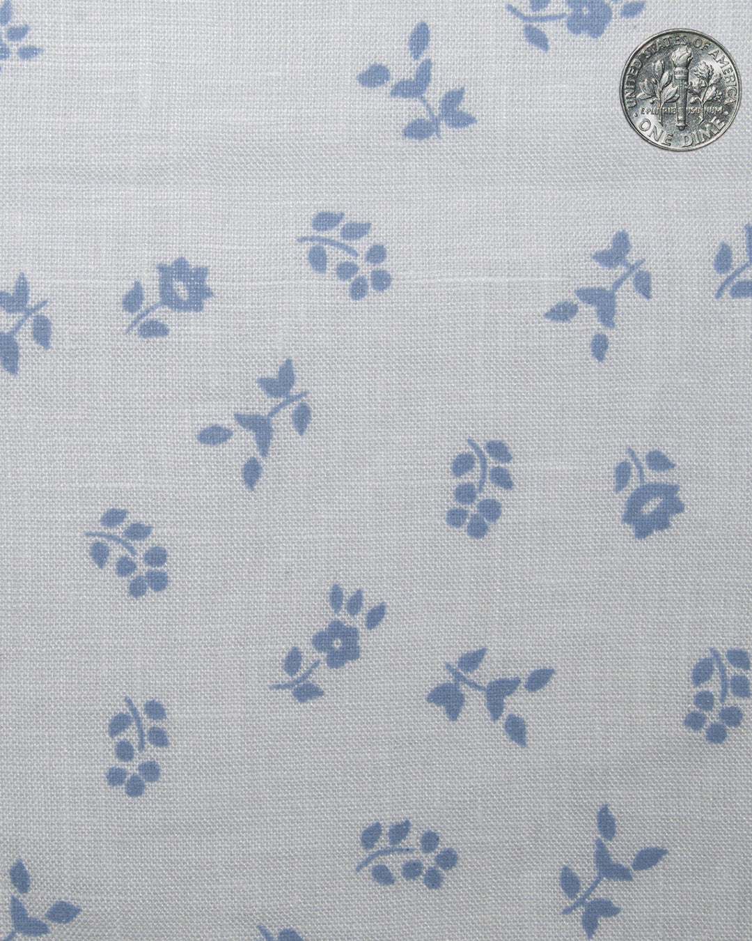 Camp collar PRESET STYLE in Linen: Pale Blue Printed Leaves On White - 2