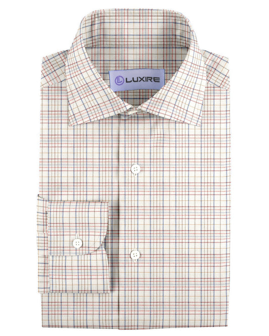 Cashmerello Alumo: Off White Bright Red Tattersall