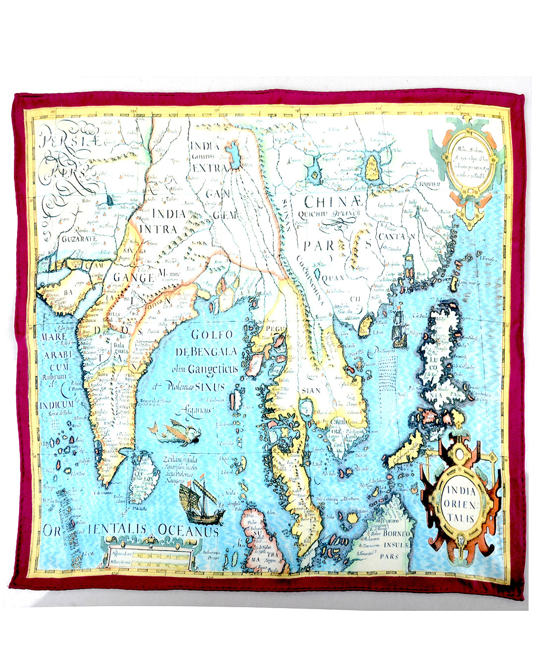 Pocket Square-Blue Map - 1