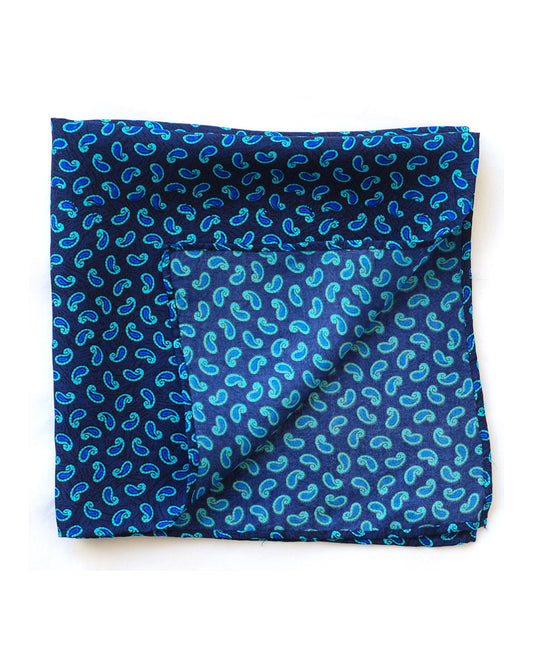 Blue Paisley Pocket Square