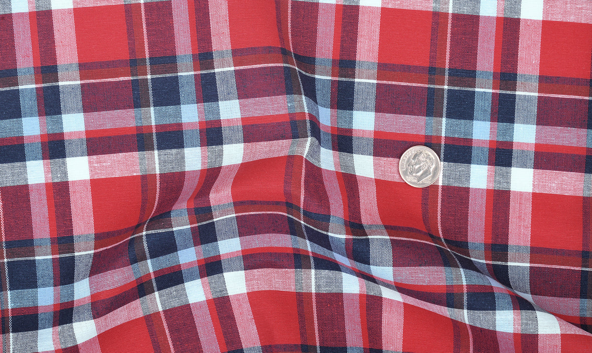 Bright Red Blue Madras Checks - 2