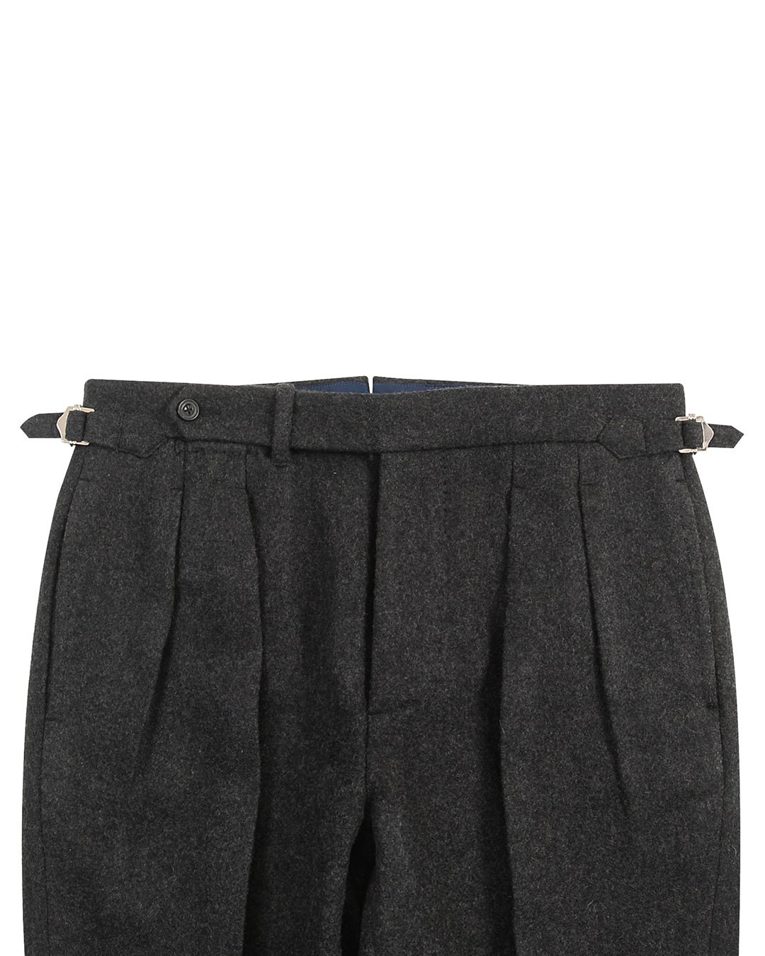 Charcoal Grey 100% Wool Flannel High Waisted Pant - 2