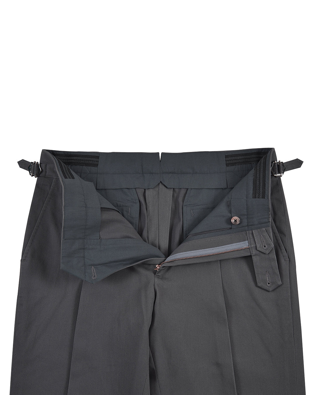 Washed Charcoal Cotton Twill Dress Pant