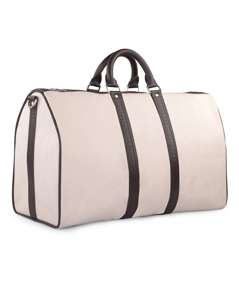 Duffle Bag in Canvas with Brogue Leather Trims