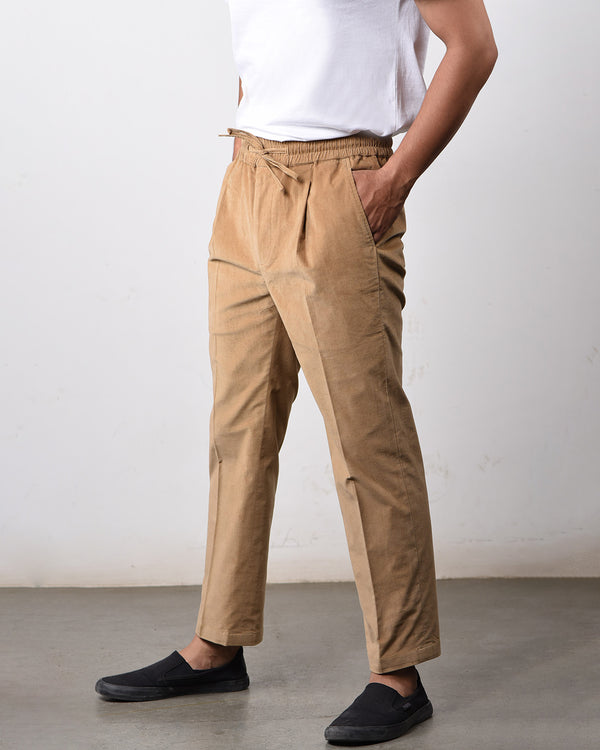 Soft Tan 25 Wale Corduroy Drawstring Pant
