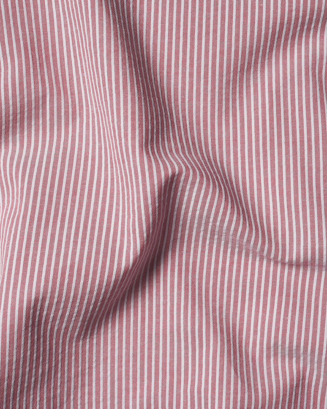 Pullover Shirt in Pale Red White Pin Stripes Seersucker