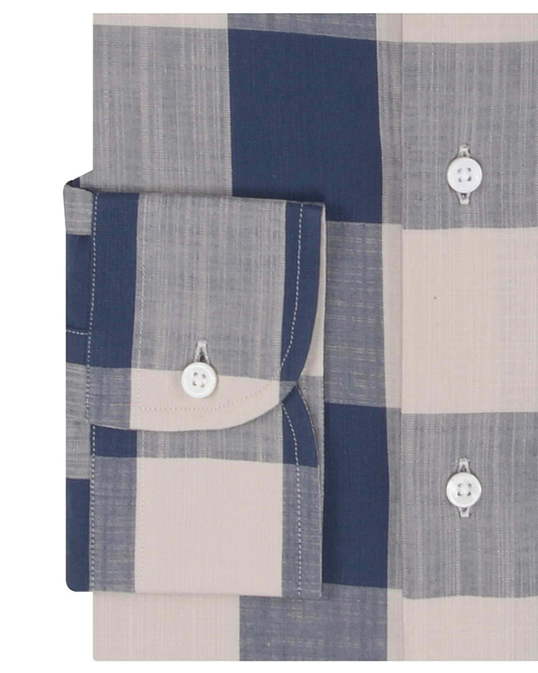 Dark Blue Cream Large Gingham Checks