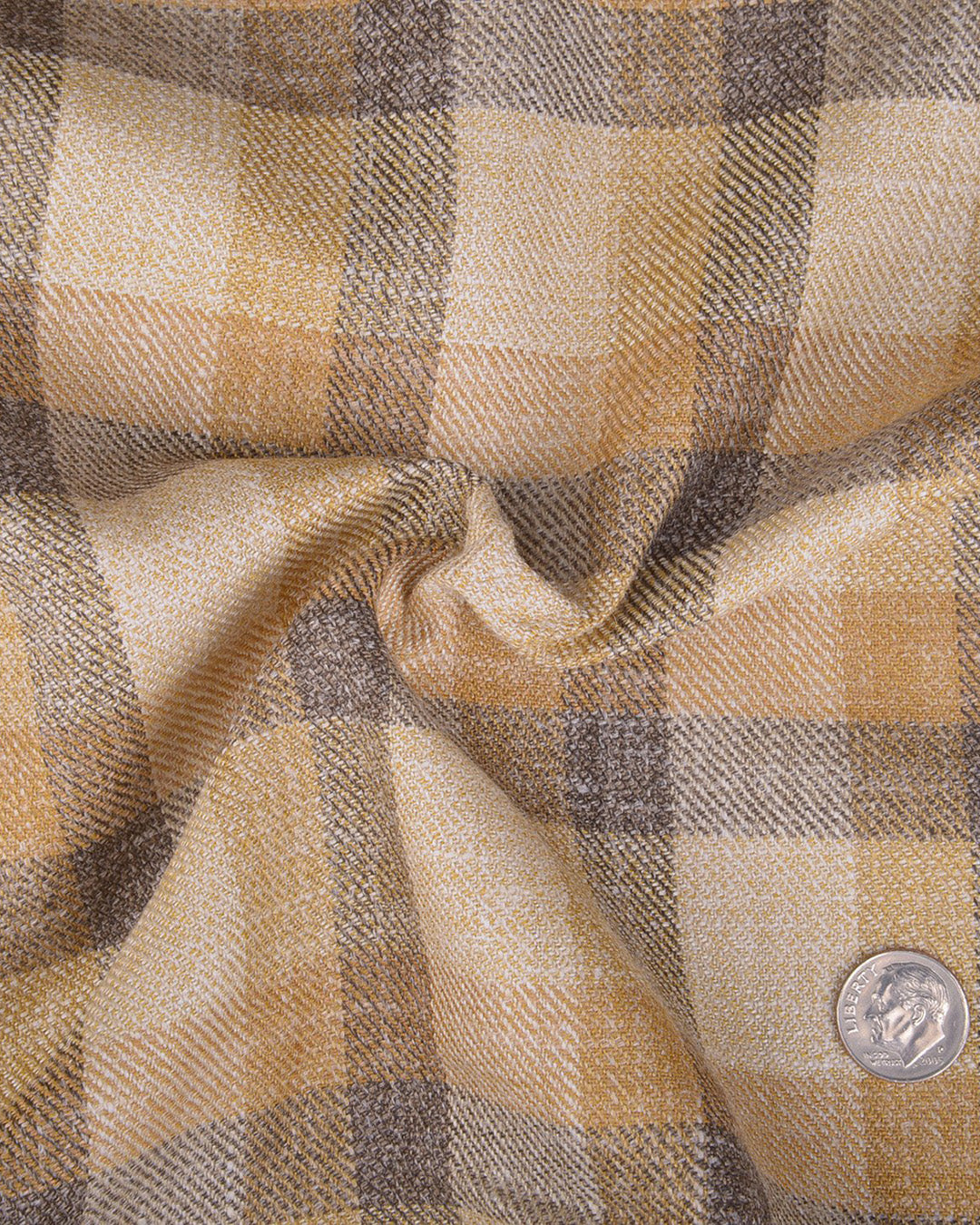 Ethomas Olive Green Beige Mustard Checks Jacket - 4