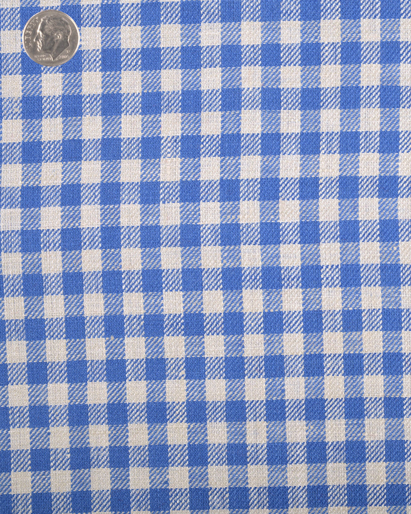 Linen:Cream Blue Gingham Checks