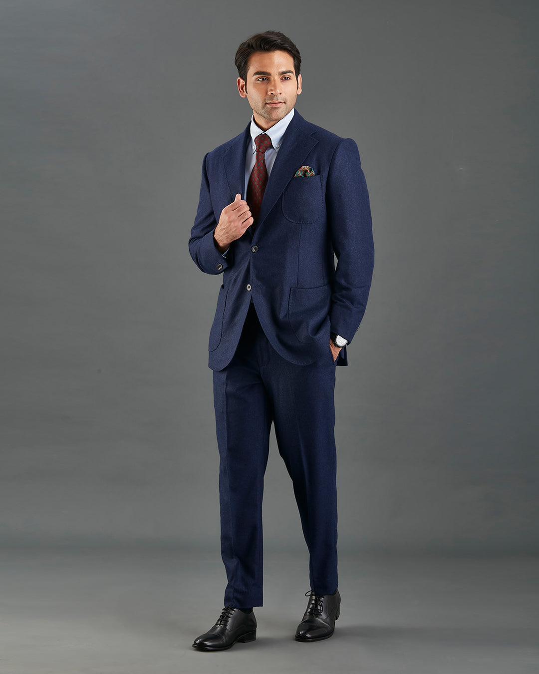 VBC Dark Navy Woollen Flannel Suit - 2