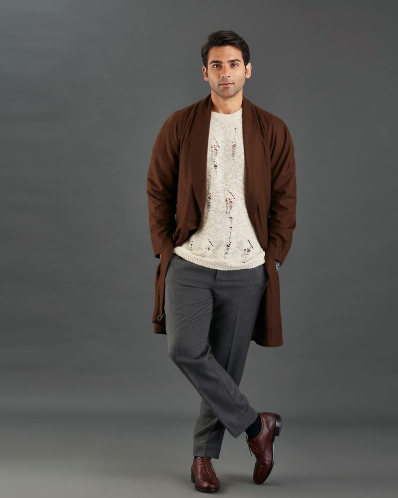 VBC Coffee Brown Flannel Over Coat