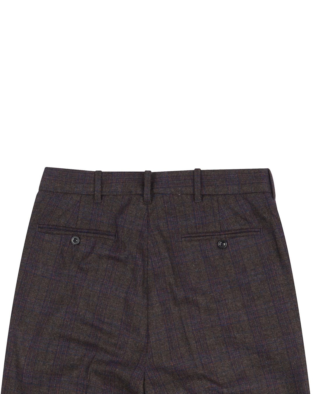 EThomas Charcoal Grey with Blue Brown Tartan Plaid 130s Wool - 4